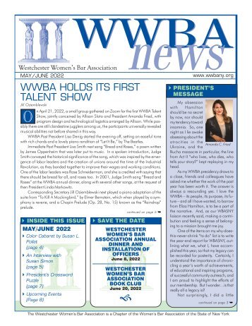 WWBA May/June 2022 Newsletter