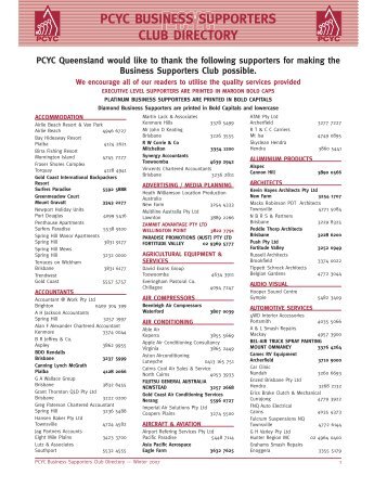 PCYC Supporter List Winter 07 - PCYC Queensland
