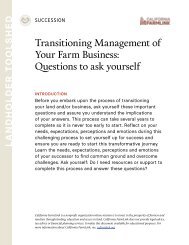 Transitioning Management of Your Farm Business- Questions to ask yourself 