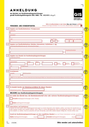 ANMELDUNG - bei der GIS