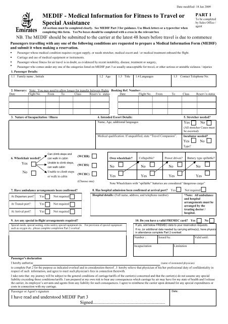 emirates airline travel fitness form