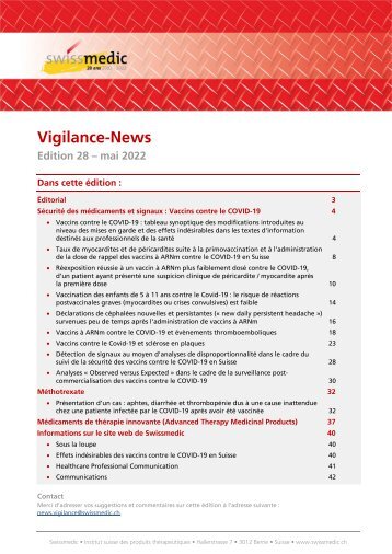 Swissmedic Vigilance-News Edition 28 – Mai 2028