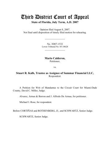 Stuart R. Kalb, Trustee as Assignee of Summar Financial LLC