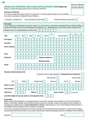 Disabled Persons Railcard Application Form - Age UK Camden