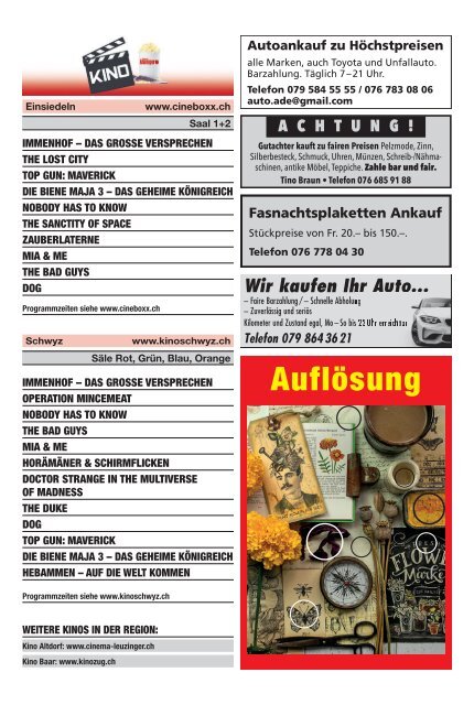 Schwyzer Anzeiger – Woche 21 – 27. Mai 2022