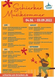 Veranstaltungen zum Schierker Musiksommer 2022