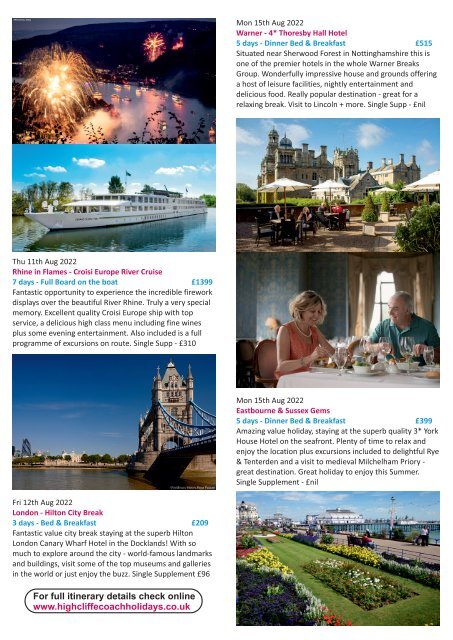 Highcliffe Coach Holidays - Holidays Brochure Update - June 2022