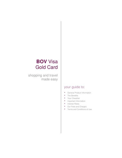 BOV Visa Gold Card - Bank of Valletta