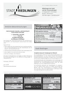 Amtliches Mitteilungsblatt Riedlingen 25.05.2022