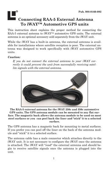 iWAY™ 250C Connecting External Antenna - Lowrance