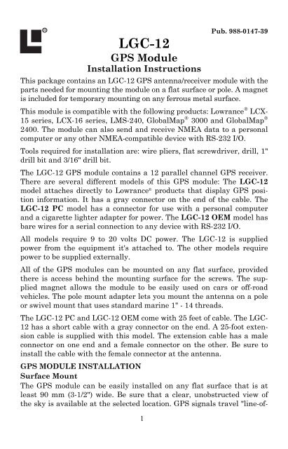 LGC-12 Owners Manual - Lowrance