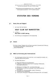 STATUTEN DES VEREINS - Golfclub Gut Murstätten