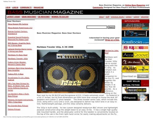 Bass Musician Magazine, an Online Bass Magazine - Markbass