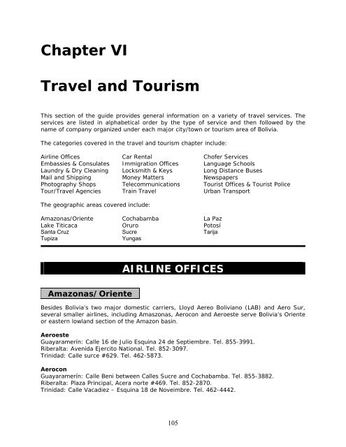 Travel Services - Bolivianet.com