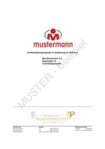 SparringsPartner GmbH Fortbestehensprognose_Muster