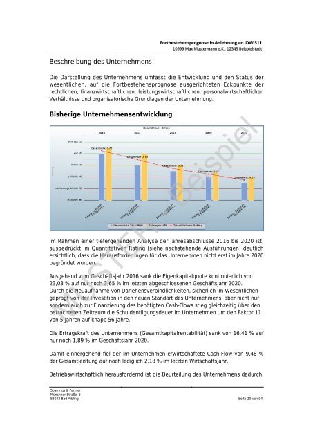 SparringsPartner GmbH Fortbestehensprognose_Muster