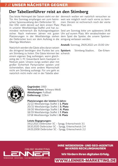 Stimberg-Echo Ausgabe 04_2022 - ESV 1916 - Delbrücker SC am 29.05.2022 - Westfalenliga 1