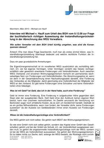 Interview mit Michael v. Hauff zum Urteil des BGH vom 9.12.09 zur ...