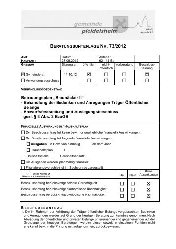 beratungsunterlage nr. 73/2012