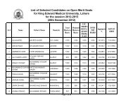 UHS First Open Merit List 2012