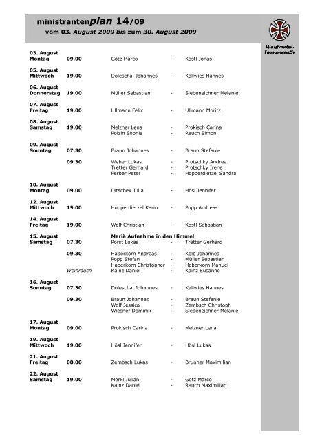 ministrantenplan 14/09