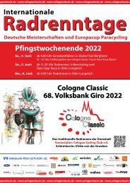 Programmheft Internationale Radrenntage - Cologne Classic 2022
