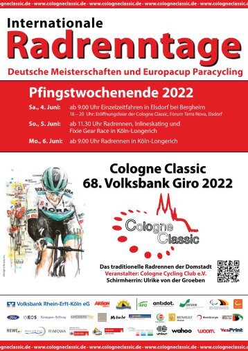 Programmheft Internationale Radrenntage - Cologne Classic 2022