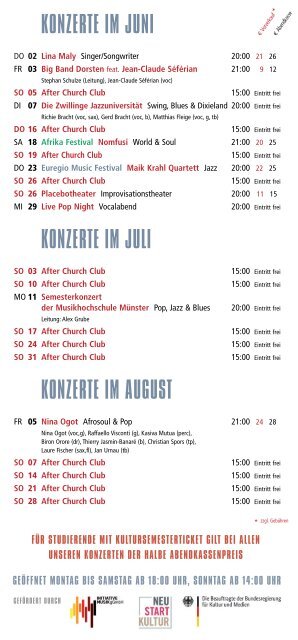 Hot Jazz Club - Juni, Juli & August 2022