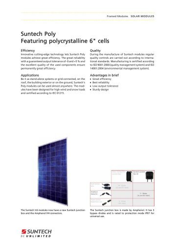 Suntech Poly Featuring polycrystalline 6" cells - Tritec