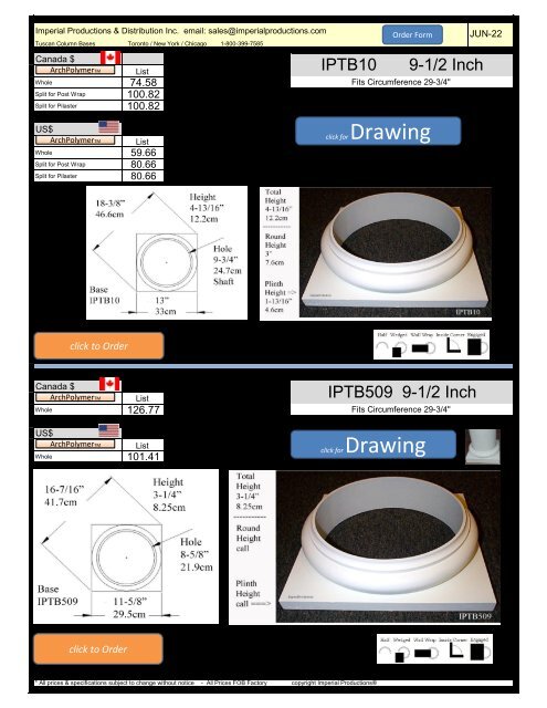 IMPERIAL COLUMN BASES TRADE CATALOG