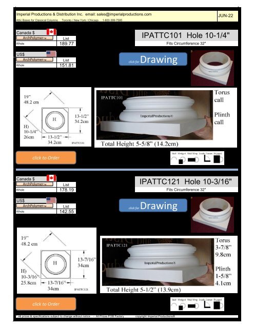 IMPERIAL COLUMN BASES TRADE CATALOG