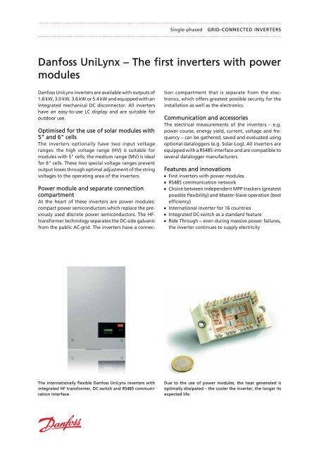 Danfoss UniLynx – The first inverters with power modules - Tritec