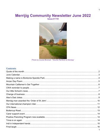 110 c June 2022 Merrijig community Newsletter