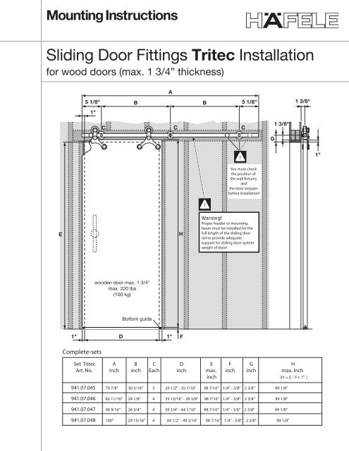 Installation Instructions Sliding Door, Sliding Door Contractors