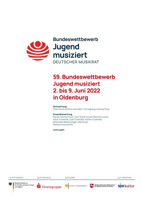 Deutscher Musikrat - Programmbuch Bundeswettbewerb Jugend musiziert 2022 