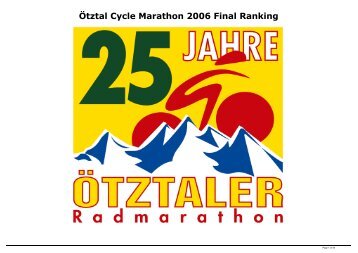 Ötztal Cycle Marathon 2006 Final Ranking - Sölden