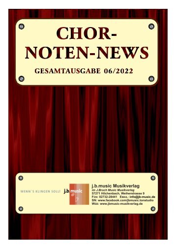 JB-Music Noten Gesamtverzeichnis - Notenkatalog Stand 01/06/2022