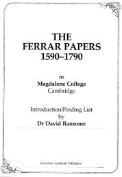 The Ferrar papers, 1590-1790, in Magdalene College ... - Microform