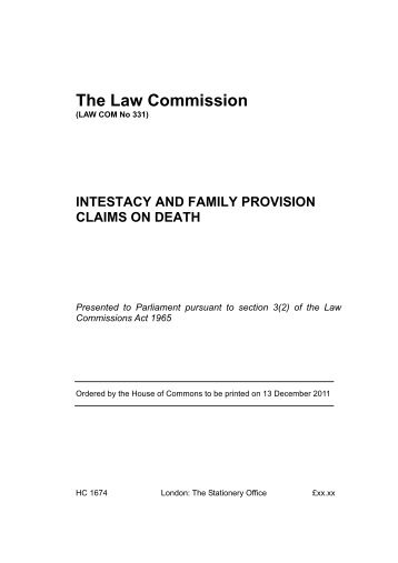 Intestacy and Family Provision Claims on Death - Law Commission ...