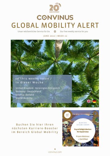 CONVINUS Global Mobility Alert Week 22.2022