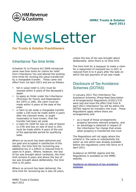HMRC Trusts & Estates newsletter - HM Revenue & Customs
