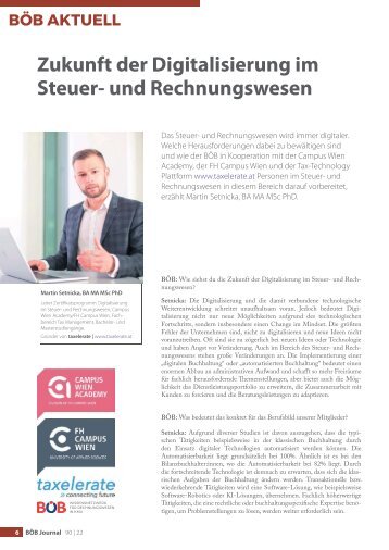 BÖB Journal 90/22 Zukunft der Digitalisierung im Steuer- und Rechnungswesen