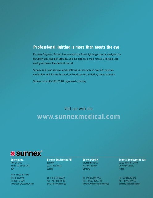 MedicaLight™ - Sunnex medical lighting