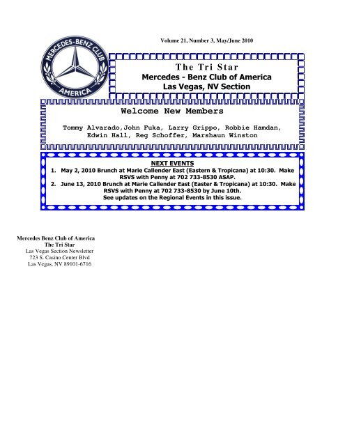 The Tri Star Mercedes Benz Club Of America Las Vegas Section