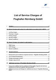 List of Service Charges of Flughafen Nürnberg GmbH