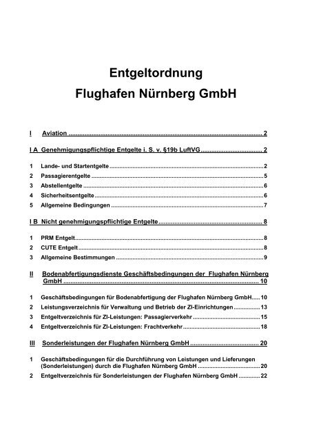 Entgeltordnung Flughafen Nürnberg GmbH