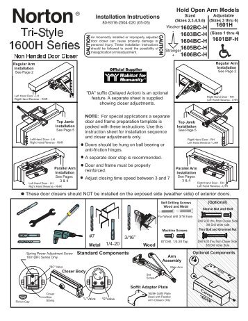 Tri-Style 1600H Series - ASSA ABLOY Door Security Solutions ...