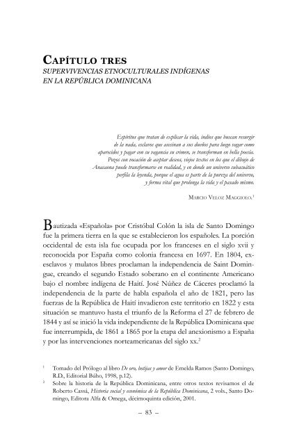 Republica Dominicana: Identidad y Herencias Etnoculturales Indigenas