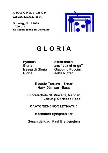 G L O R I A - Oratorienchor Letmathe