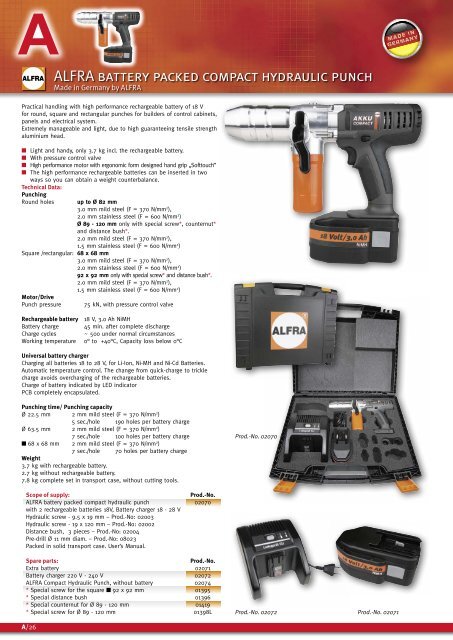 Punching Information - Alfra